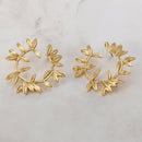 Fashion Metal Hallow Leaves Earrings Vintage Round Ear Stub Earring For Women