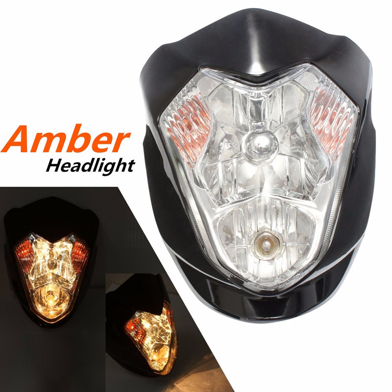 H4 Hi/Lo Headlight Turn Signal Housing with Amber Lamp Motorcycle ATV