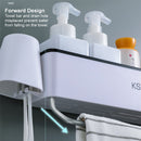 Wall Mounted Multifunction Storage Rack Home Bathroom Shelf Organizer Holder Toothbrush Holder