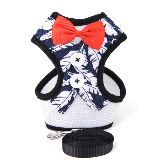 Dog collar Strap Small Dog Teddy Dogs Leads Evening Dress Bow Tie Cute Pet Soft Comfortable Leash