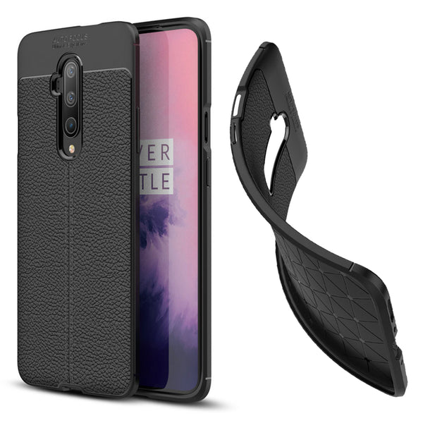 For OnePlus 7T Pro Case Bakeey Luxury Litchi Pattern Shockproof PU Leather&Silicone Protective Case