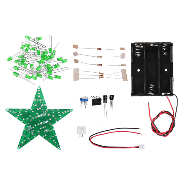 10pcs DIY Green Light LED Flash Kit With Battery Box Pentagram Light Star Light Kit