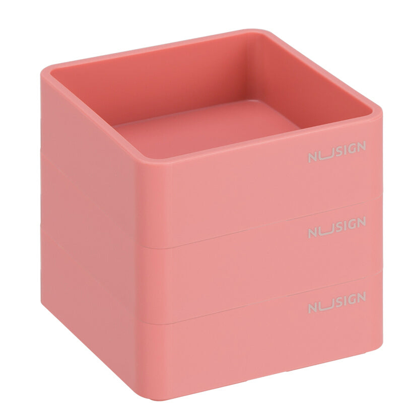 NUSIGN NS028 Stackable Combination Small 3 Layers Square Trays ABS Paperclip Holder Storage Tray Desktop Organizer