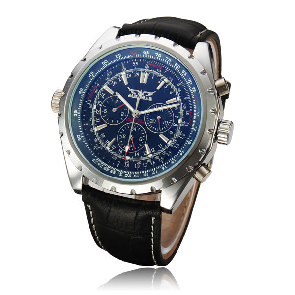 JARAGAR Automatic Mechanical PU Band Big Dial Fashion Watch