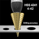 Drillpro 4-42mm HSS Titanium Coated Step Drill Bit 14 Step Hole Drilling Power Tool for Metal Wood