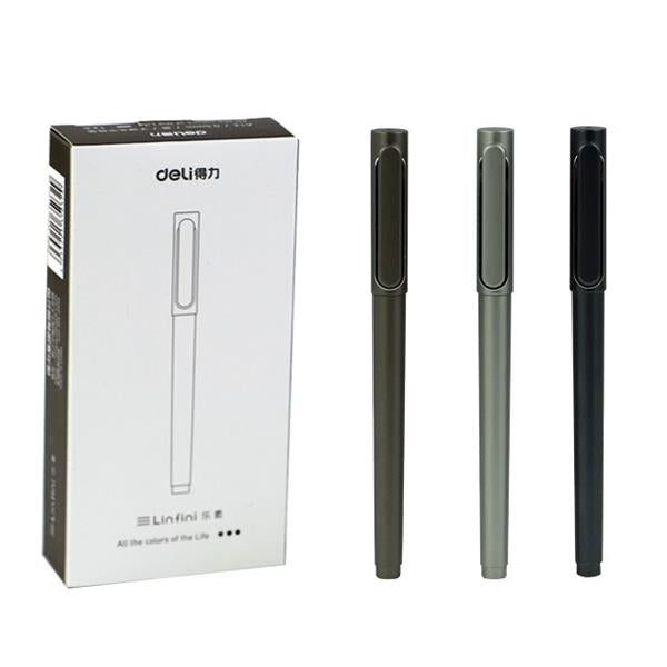 Deli A13 Metal Texture 0.5mm Gel Pen In Black For Office And School Stationary Supplies 12 Pcs