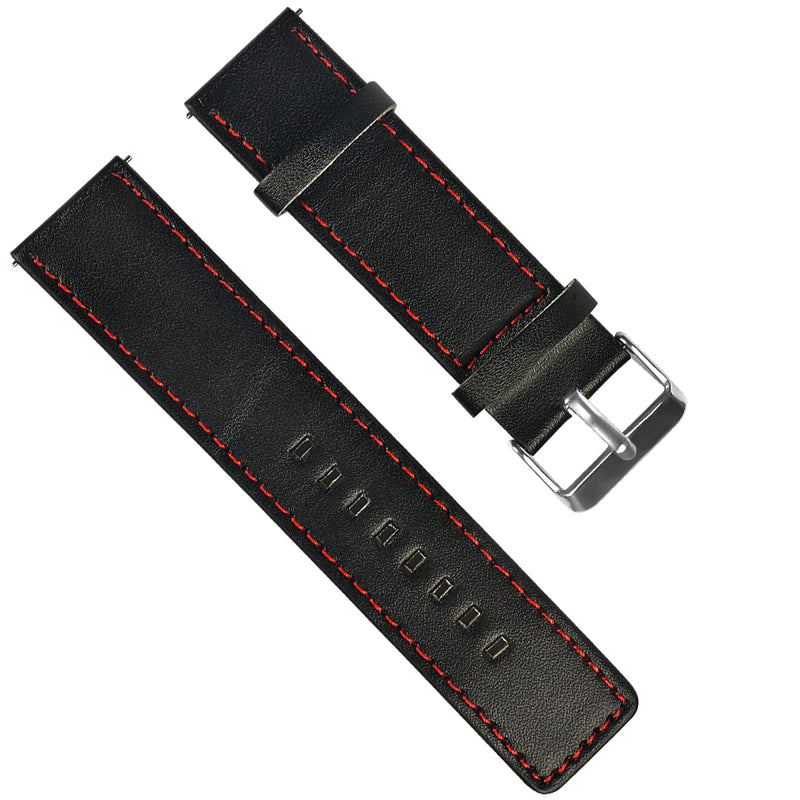 Red Thread Single Leather Watch Band Watch Strap for 47mm Amazfit GTR Smart Watch