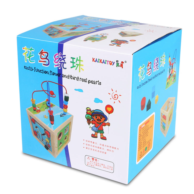 5 in 1 Wooden Toys Activity Cube Kids Baby Bead Maze Educational Toys Learning Puzzle Toys Gifts