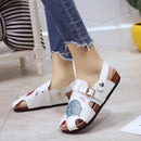 Women Roman Slipper Sandals Flats Soft Casual Embroidered Cartoon PU Rubber Non-slip Beach Shoes