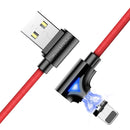 FLOVEME 90 Degree Angle Type C LED Magnetic Braided Fast Charging Data Cable 1M For Smart Phone