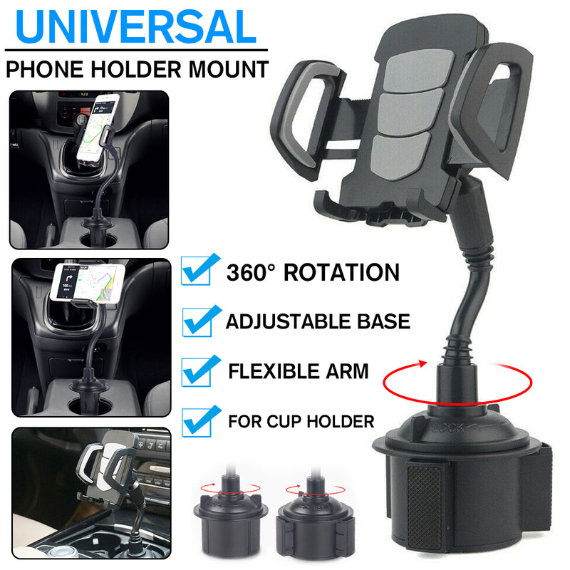 Universal 360 Adjustable Car Mount Gooseneck Cup Car Phone Holder Cradle For Cell Phone