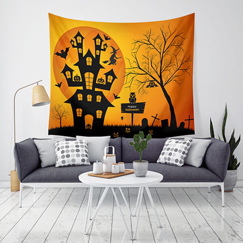 Loskii LWG5 Halloween Tapestry Pumpkin Print Wall Hanging Tapestry Art Home Decor Halloween Decorations