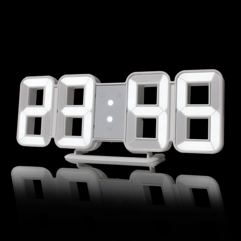 FanJu FJ3208 LED Digital 3D 8-Shape Clock Creative Table Alarm Clock  Wall Clock Time Temperature Display