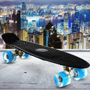 22'' LED Light Up Fish Skateboard 4 PU Wheel Single Warping Board Teenagers Kids Skateboard