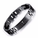 Cross Bible Black Titanium Men Magnet Bracelet Healing Jewelry Men Gift