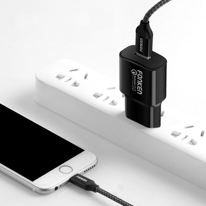 FONKEN 3A Quick Charging 3.0 USB Charger EU Plug Adapter For iPhone X XS Oneplus Pocophone HUAWEI P20 Mate20 XIAOMI MI9 S10 S10+