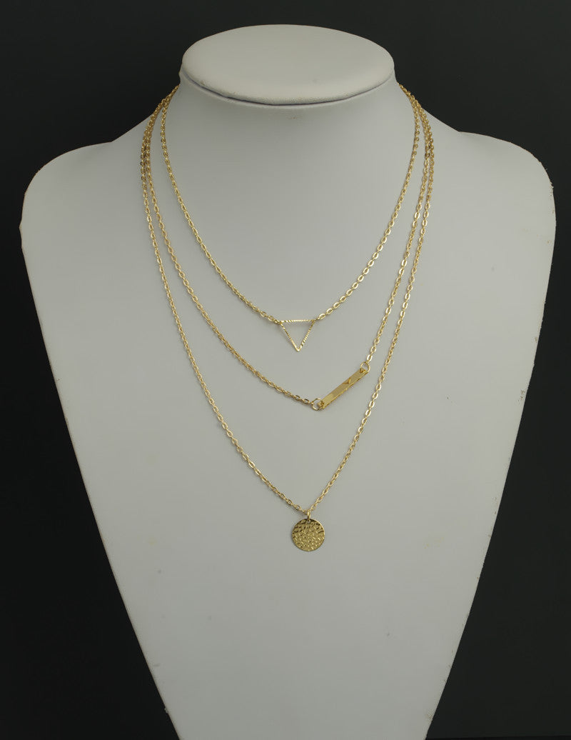 Fashion Round Sequined Rectangular Sequined Hollow Triangle Short Necklace