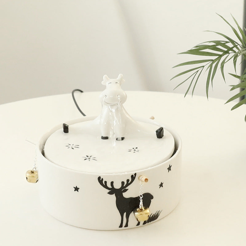 Pet Ceramic Electric Automatic Water Fountain Dog Cat Drinking Bowl Tank Water Dispenser Pump