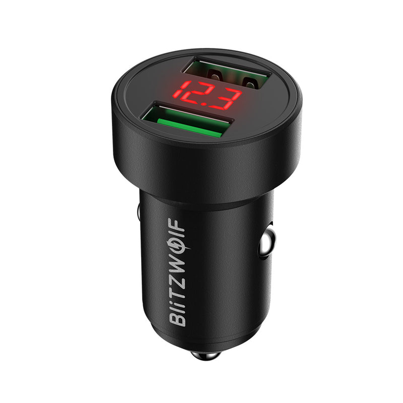 BlitzWolf BW-SD6 24W QC3.0 QC2.0 Dual USB Mini Car Charger for iPhone 11 Pro XS for Samsung Xiaomi Mi8 Pocophone F1