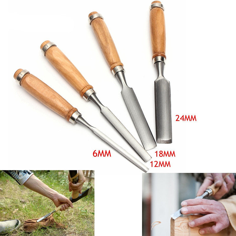 4Pcs Wood Carving Roughing Hand Chisel Tool Kit Set Working Professional Gouges