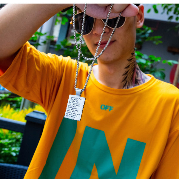 Retro Hip Hop Stainless Steel Titanium Steel Square Pendant Cross Men's Necklace