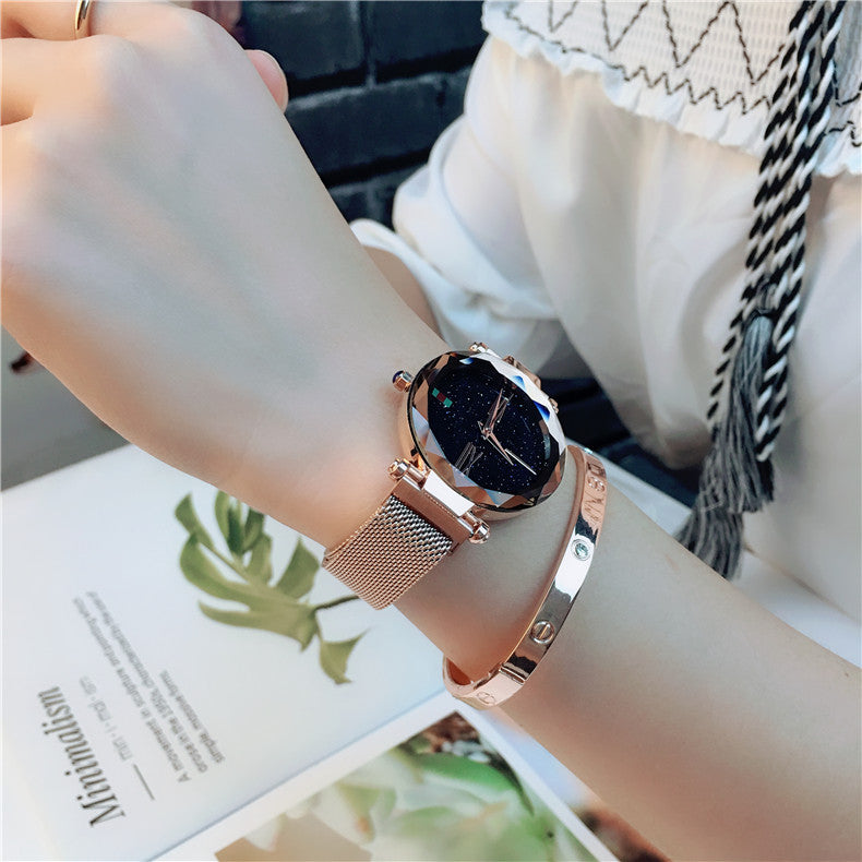 Deffrun Magnetic Attraction Clasp Women Wrist Watch Shining Dial Face Casual Style Quartz Watch