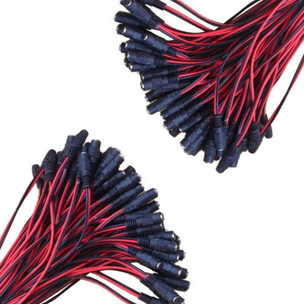 50Pcs 12V Female DC Power Socket Jack Plug Wire Connector Cable CCTV DC 5.5  x 2.1mm