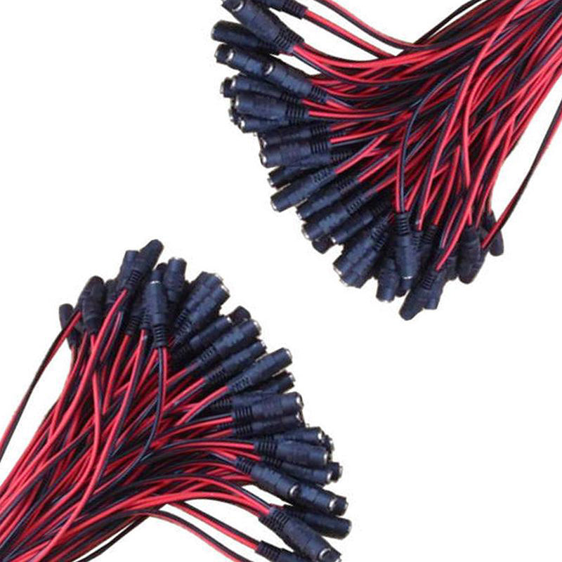 50Pcs 12V Female DC Power Socket Jack Plug Wire Connector Cable CCTV DC 5.5  x 2.1mm