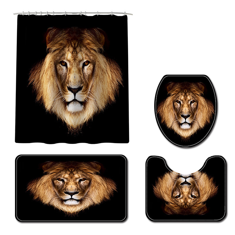 Honana 4PCS Bathroom Waterproof Shower Curtain Pedestal Rug Lid Toilet Cover Bath Mat Bathroom Decoration