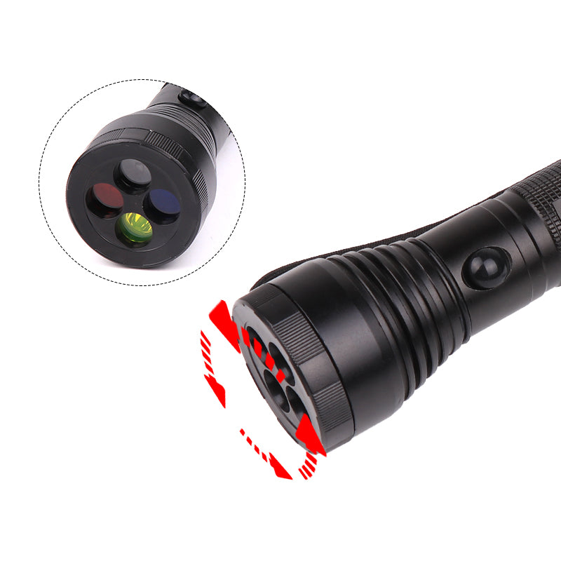 XANES 1272 XPE LED 3 Modes 360 Rotating Lens Four Color Lights LED Flashlight 18650