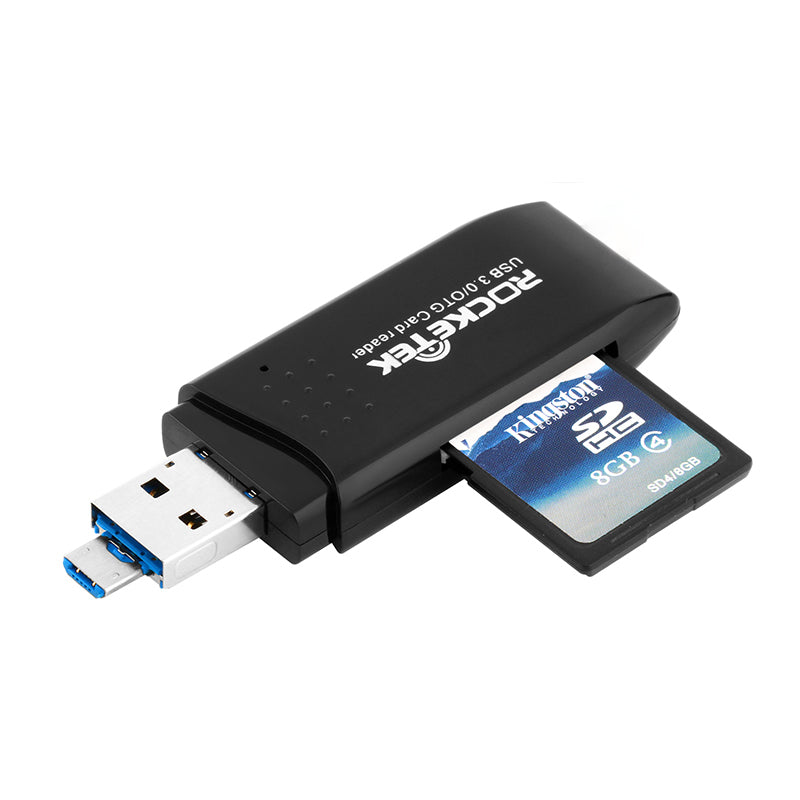 Rocketek CR9 2-in-1 USB 3.0 Micro USB to SD TF Card OTG Card Reader for Android Phone