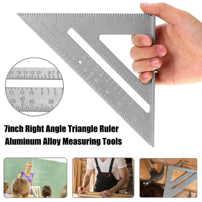 7 Inch Aluminum Alloy Metric Triangle Angle Ruler Woodworking Square Layout Tool