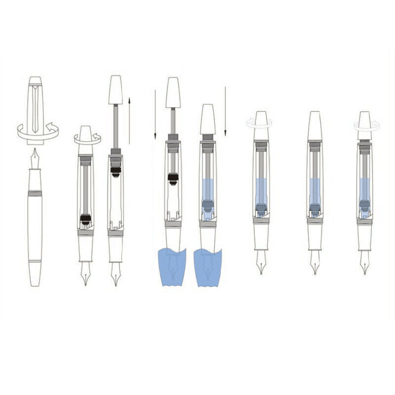 Penbbs 456 Resin Transparent Quality Negative Pressure Fountain Pen Fine 0.5mm Nib vacuum filling Student Writing Gift