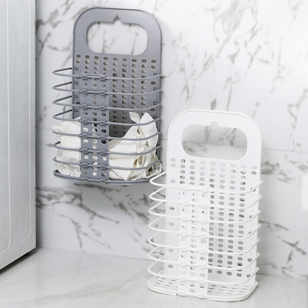 Household Folding Hamper Bathroom Clothes Clothing Plastic Storage Baskets Wall Hanging Laundry Basket Wholesale