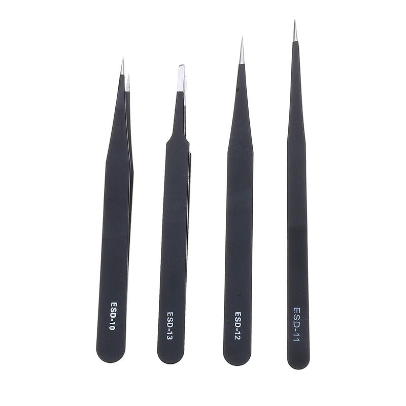 9 Pcs ESD Tweezer Anti-static Stainless Steel Precision Tweezers for Electronics Nail Beauty