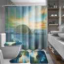 Bathroom Shower Curtains Toilet Waterproof Polyester Fabric Cover Mat W/ 12 Hooks