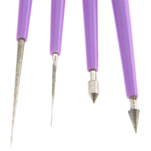 4pcs Diamond Hole Enlarger Tool Set Tipped Reaming File Reamer