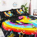 3 PCS Bedding Sets 3D Animal Unicorn Printing Quilt Cover Pillowcase For Queen Size