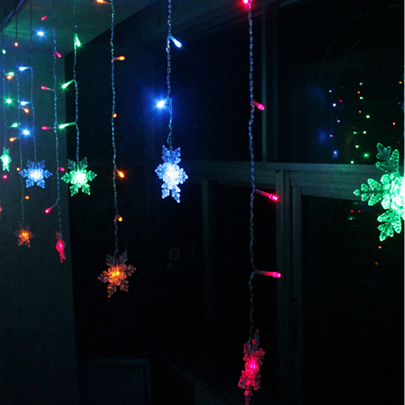 3.8M LED Curtain Snowflake String Lights LED Fairy Lights 8 Modes 220-240V Christmas Lights