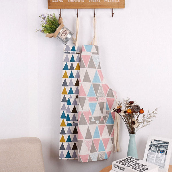Honana Cotton Sleeveless Apron Triangular Lattice Kitchen Cooking Simple Aprons Cotton Linen