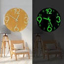 12'' Glow In The Dark Mute Wood Wall Clock For Home Living Room Outdoor Gifts