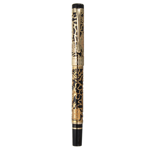 JINHAO 5000 Black And Golden Medium Nib Fountain Pen Dragon Embossed