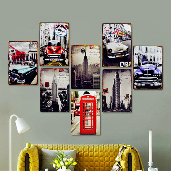 1pc 20 x 30 CM Vintage Cool Wall Decor Metal Paintings Retro Bars Cafe Home Decoration Wall Sticker