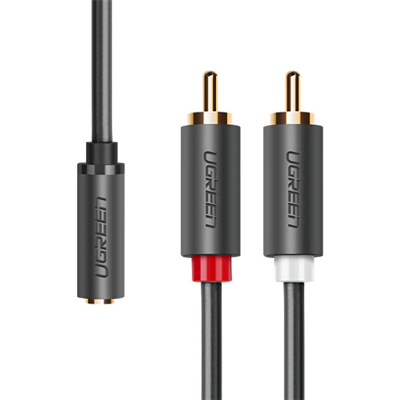 UGreen AV102 3.5mm Female to 2RCA Male Audio Adapter Cable AUX Cable for Home Theater DVD VCD