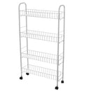 Rolling 3/4 Tiers Slim Cabinet Cart Shelf Kitchen Storage Rack With Wheel Bathroom Shelf