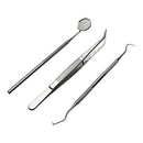 3pcs Stainless Steel Teeth Oral Clean Kit With Mouth Mirror Tweezer Probe