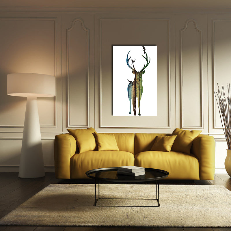 Miico Hand Painted Oil Paintings Simple Male Deer A Wall Art For Home Decoration Painting