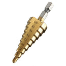 Drillpro 3Pcs 3-12/4-12/4-20mm HSS Titanium Coated Step Drill Bits with Automatic Center Pin Punch