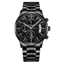 CRRJU 2261 Men Calendar Fashion Dial Simple Needle Full Steel Strap Luminous Display Quartz Watch