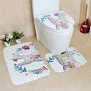 3Pcs Bathroom Cartoon Flannel Toilet Pad Digital Printed PVC Latex Bottom Anti-slip Floor Mat Set